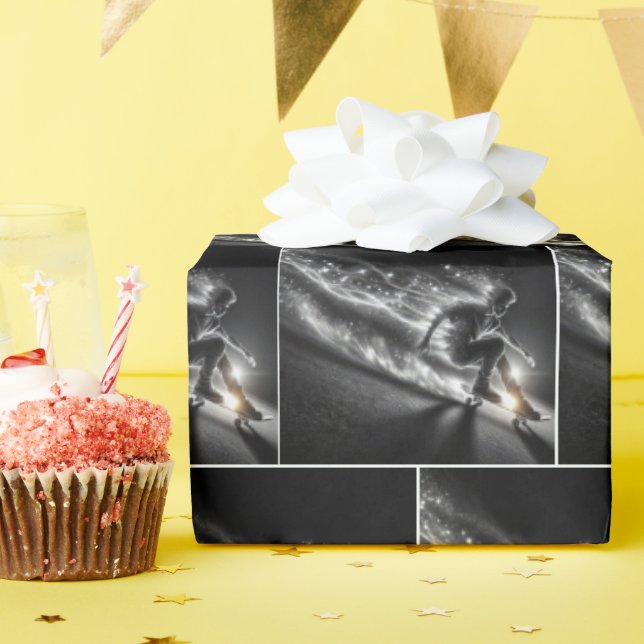 Papel De Presente Garoto De skate Com Traços Leves (Festa de aniversário)