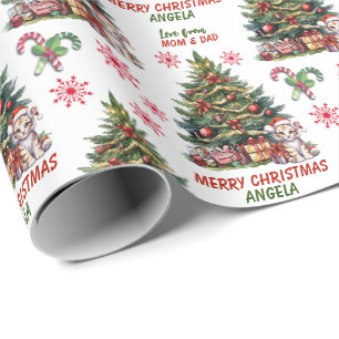 Papel De Presente Garotos de Árvore de Natal Cubo Cubo