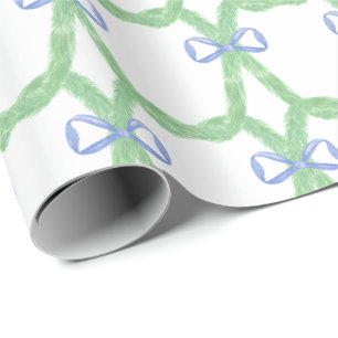 Papel De Presente Garrafa de Arranjo de Laço Azul em Aquarela