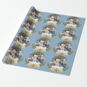 Papel De Presente Garrafa de Foto de Família na Neve 