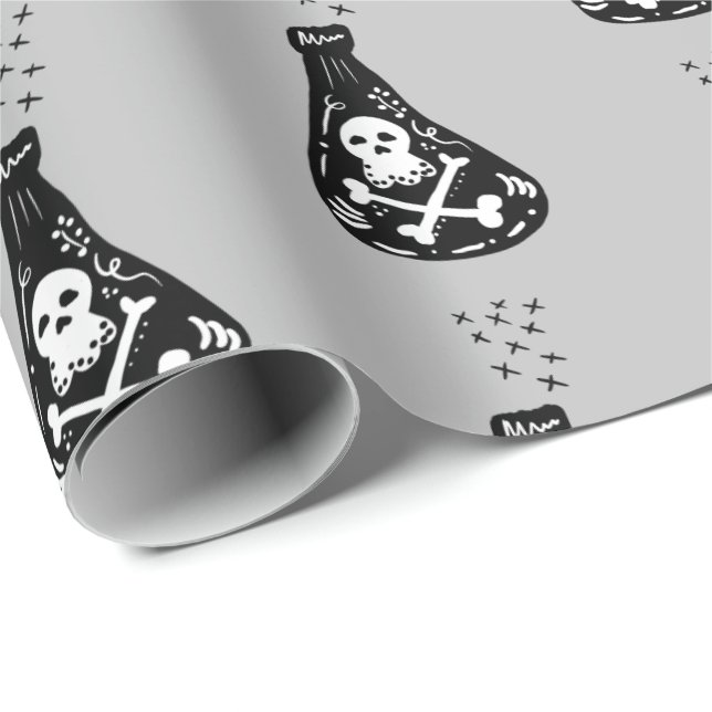 Papel De Presente Garrafa de Skeleton Cute Envenenado Frasco Spooky (Ponta do rolo)