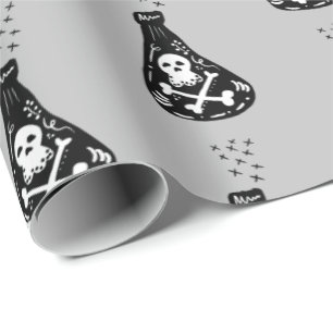 Papel De Presente Garrafa de veneno de esqueleto fofo de Halloween