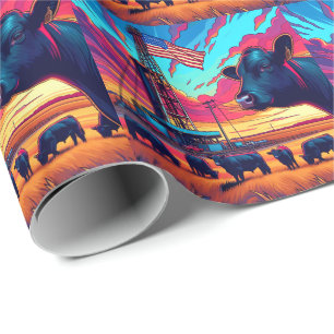 Papel De Presente Gasoduto em Sunset Cattle and American Flag 2