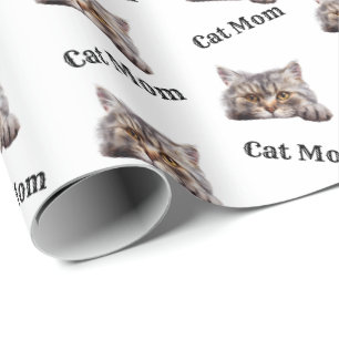 Papel De Presente Gata Mãe Espiando Watercolor British Longhair