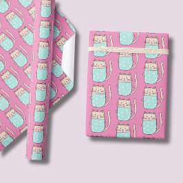 Papel De Presente Gatinhas bonitas rosa