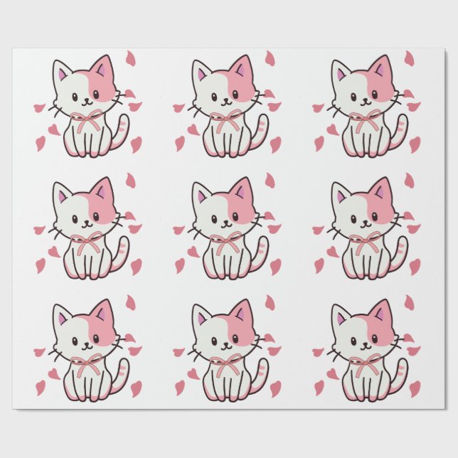 Papel De Presente Gatinho bonito com um arco (Aberto)