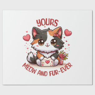 Papel De Presente Gatinho Calico Adorável Dia dos Namorados
