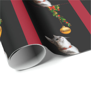 Papel De Presente Gatinho curioso do Natal