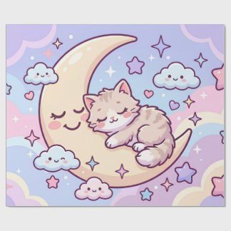 Papel De Presente Gatinho da Lua Sonolento