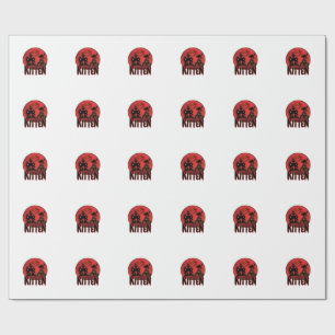 Papel De Presente Gatinho de Halloween Casa Assombrada Gato Gráfico_