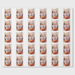 Papel De Presente Gatinho de Halloween Fofo Placa de Identificação d