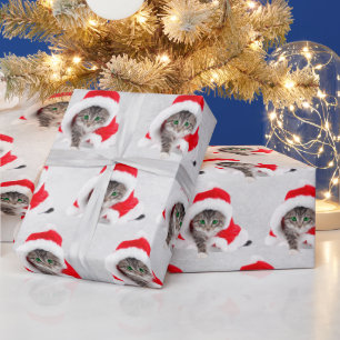 Papel De Presente Gatinho De Natal Naquilo Na Cinza