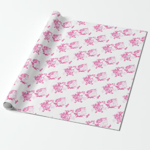 Papel De Presente Gatinho de Natal Rosa e Puppy