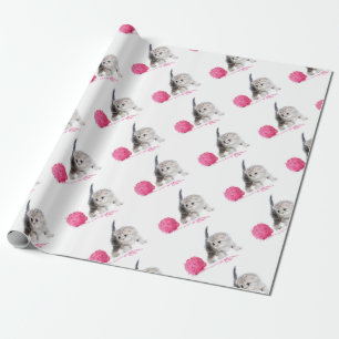 Papel De Presente Gatinho engraçado adorável Low Poly gracioso