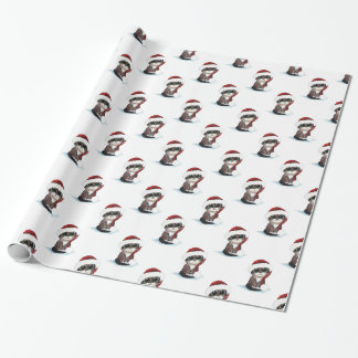 Papel De Presente Gatinho Gatinho de Natal em Santa Hat