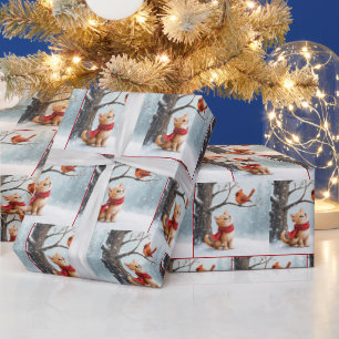 Papel De Presente Gatinho Ginger assistindo a um cardeal