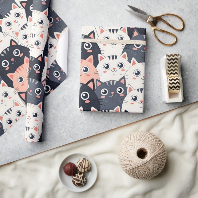 Papel De Presente Gatinho Kaleidoscópio (Artesanato)