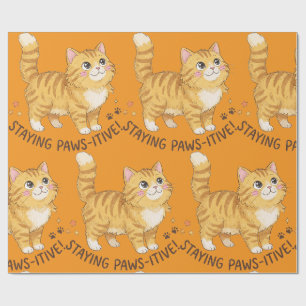 Papel De Presente Gatinho Laranja Atraente Ficar Positivo