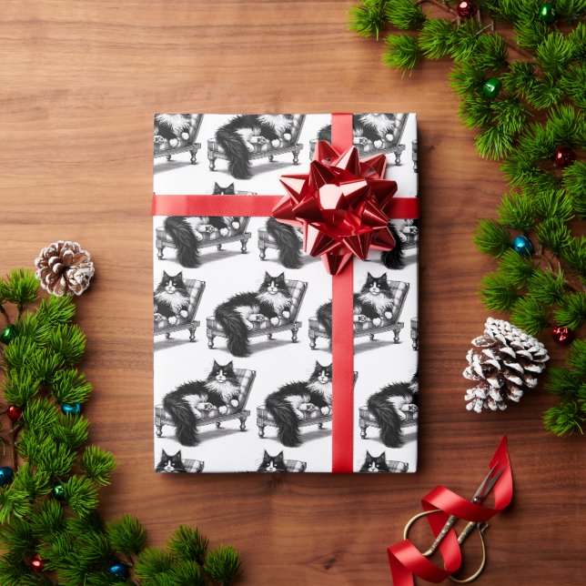 Papel De Presente Gatinho Lounge (Presente de Natal)