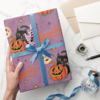 Papel De Presente Gatinho Ritorinho Pumpkin Luas em Roxo