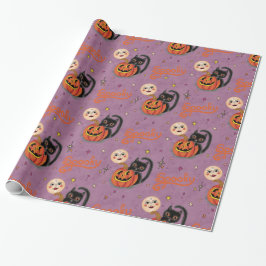 Papel De Presente Gatinho Ritorinho Pumpkin Luas em Roxo
