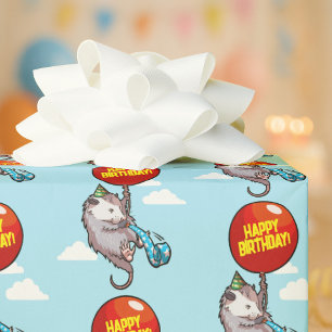 Papel De Presente Gatinho Sariguê Feliz Aniversário! Adicione Seu Ba