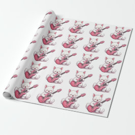 Papel De Presente Gatinho Tocando Violão