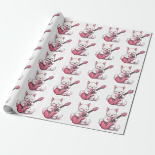 Papel De Presente Gatinho Tocando Violão