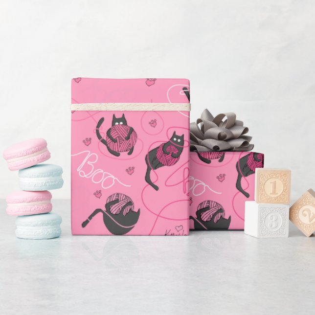 Papel De Presente Gatinhos de Gatinho rosa quente e bebês (Chá de bebê)