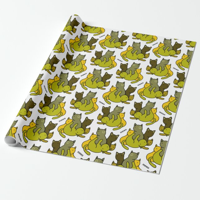 Papel De Presente Gatinhos de oliveira (Desenrolado)