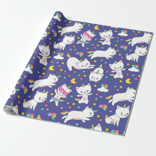 Papel De Presente Gatinhos Rainbow Unicorn