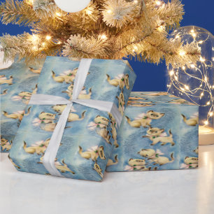 Papel De Presente Gatinhos Siameses Cujos Meios séculos Modernos