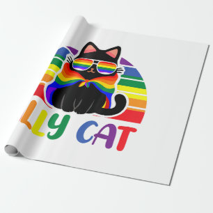 Papel De Presente Gato Aliado LGBT Seja Gentil Arco-Íris Engraçado B