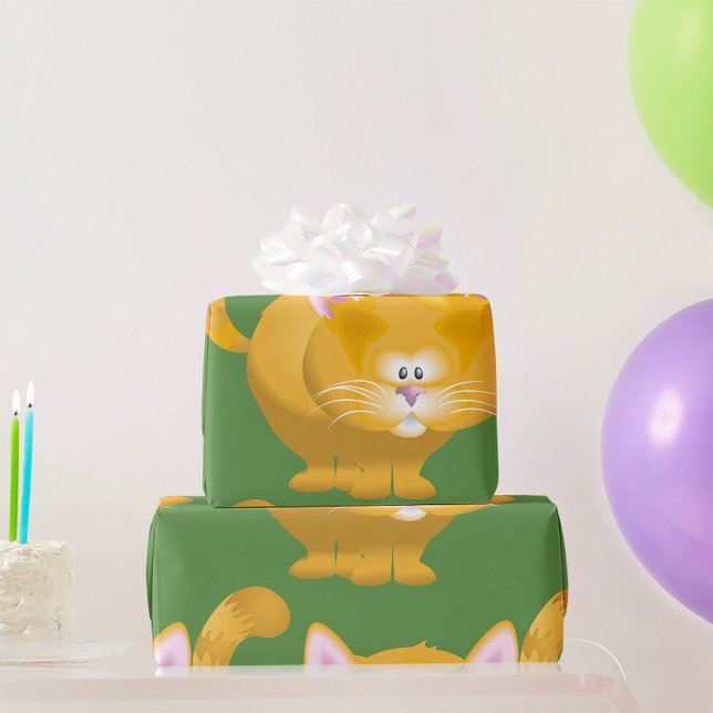 Papel De Presente Gato Atarracado Laranja de Tabby Redondo e Fofo (Criador carregado)