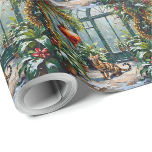 Papel De Presente Gato Bengal Natal Conservatório Jungle