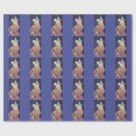 Papel De Presente Gato Bengal Neon Noir