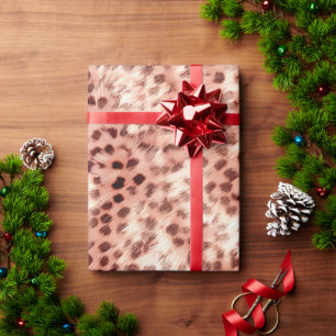 Papel De Presente Gato Bonito, Rosa Dourado, Leopardo