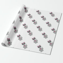 Papel De Presente Gato Cinza Feliz Divertido Fofo