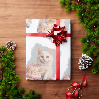 Papel De Presente Gato de aniversário bonito