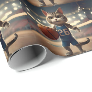 Papel De Presente Gato de basquete,