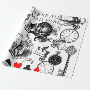 Papel De Presente Gato de Cheshire clássico alice no país das maravi