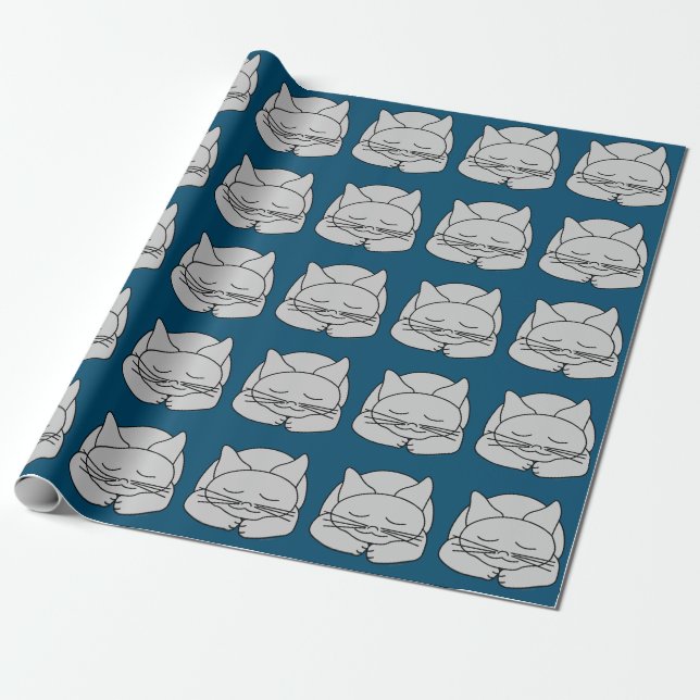 Papel De Presente Gato de Cinza Dormindo (Desenrolado)
