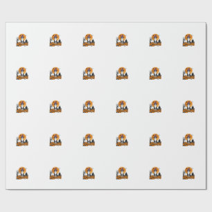 Papel De Presente Gato de Halloween Bruxa Abóbora Vintage Assustador