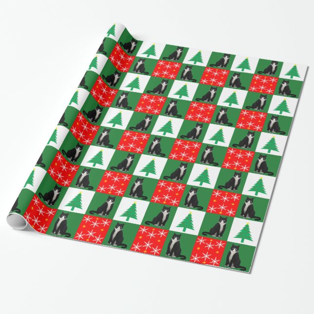 Papel De Presente Gato de Natal (Desenrolado)