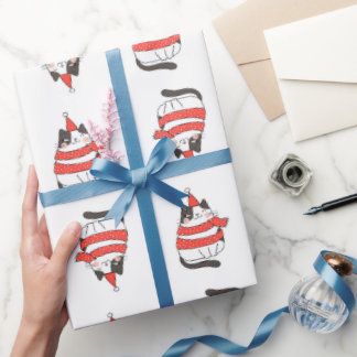 Papel De Presente Gato de Natal