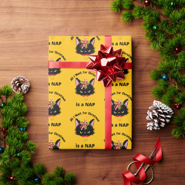 Papel De Presente Gato de Natal Engraçado (Presente de Natal)