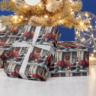 Papel De Presente Gato De Natal Na Porta