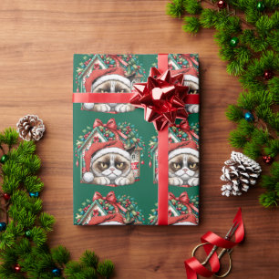 Papel De Presente Gato de Natal Pensado para Amantes de Gato