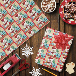 Papel De Presente Gato de Natal Persa