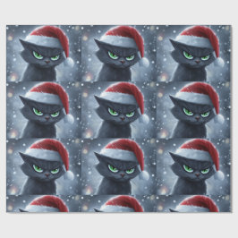Papel De Presente Gato de Natal Sr. Cara Amarrada